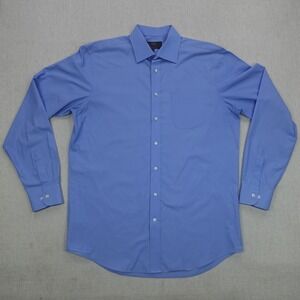 M&S Collection Shirt Mens 16.5 Regular Blue Long Sleeve Button Up Workwear